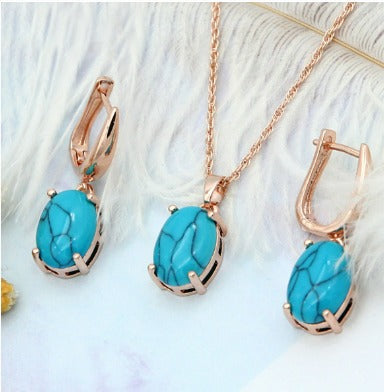 Boucles d'oreilles vintage et collier turquoise